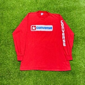 Vintage 80s Converse Single Stitch Long Sleeve Shirt Men’s Size XL Red